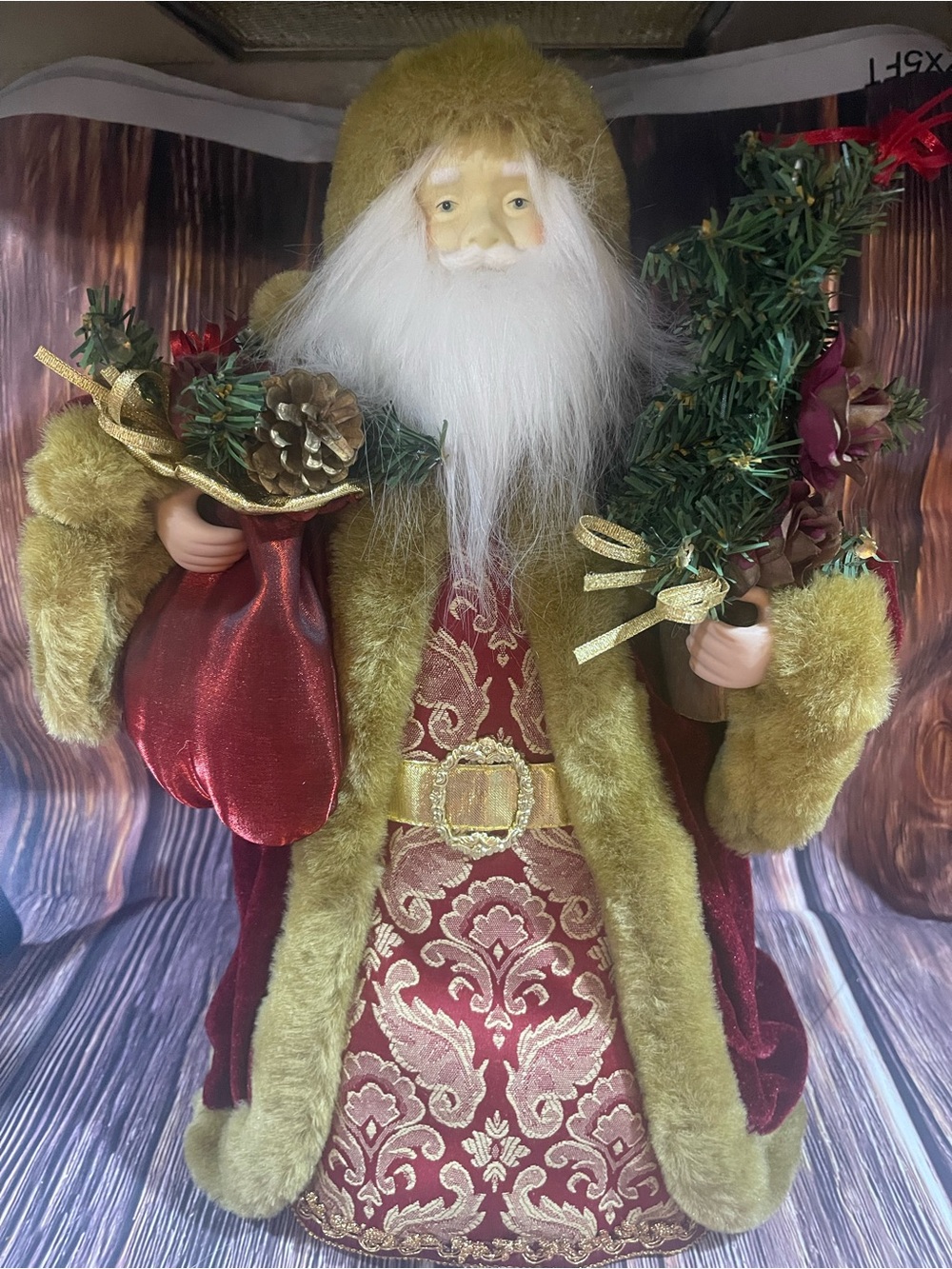 Vintage Decorative Santa Claus Figurine Table Top / Tree Topper17” Tall Collec